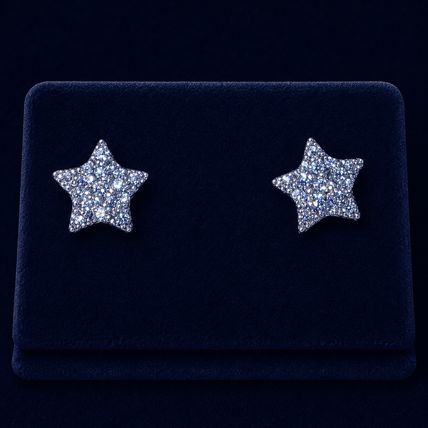 Pave Five-Point Star Stud Earrings By Shaped Jewelers