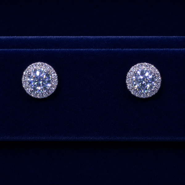 Round Halo Solitaire Stud Earrings By Shaped Jewelers