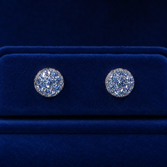 Domed Micropave Cluster Stud Earrings  By Shaped Jewelers