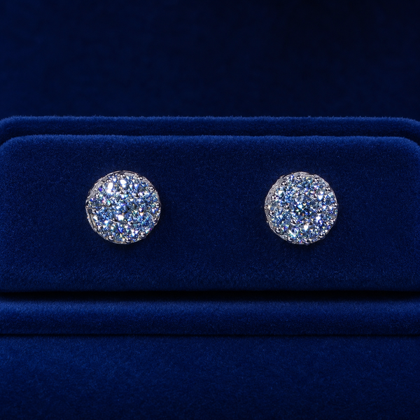 Domed Micropave Cluster Stud Earrings  By Shaped Jewelers