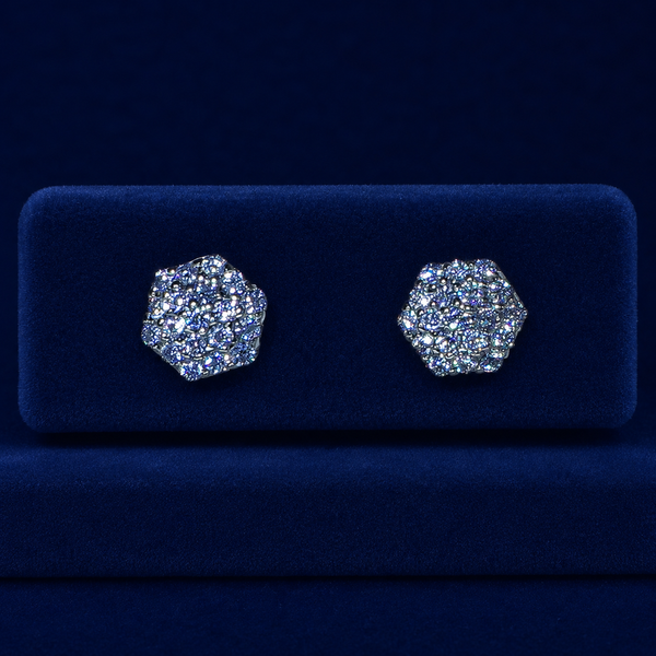 Sharp-Edge Honeycomb Cluster Stud Earrings  By Shaped Jewelers