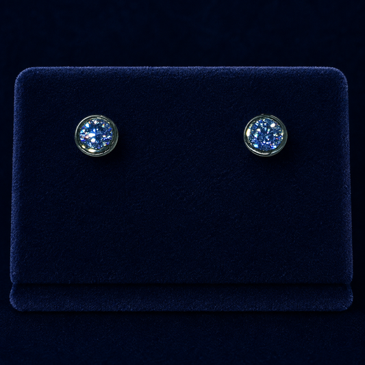 Bezel-Set Round Solitaire Stud Earrings By Shaped Jewelers