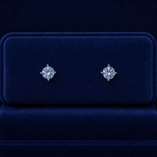 Petite Round Solitaire Stud Earrings By Shaped Jewelers