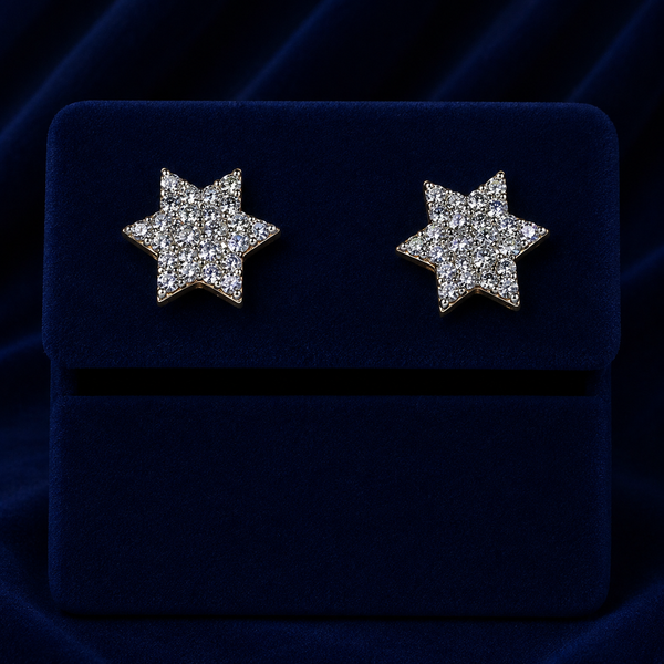 Pave Six-Point Star Stud Earrings By Shaped Jewelers