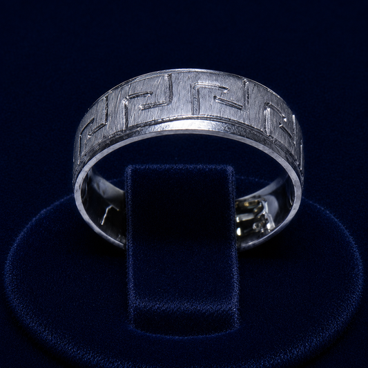 Greek Key Diamond-Cut Band Ring