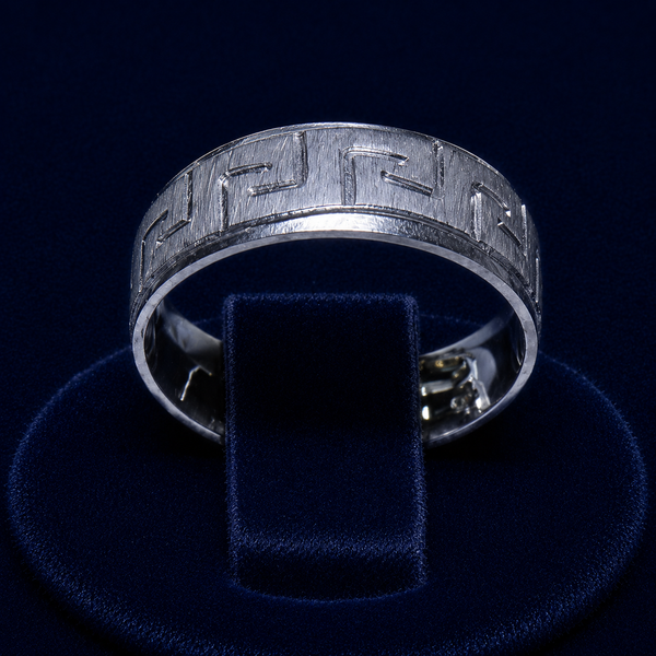 Greek Key Diamond-Cut Band Ring