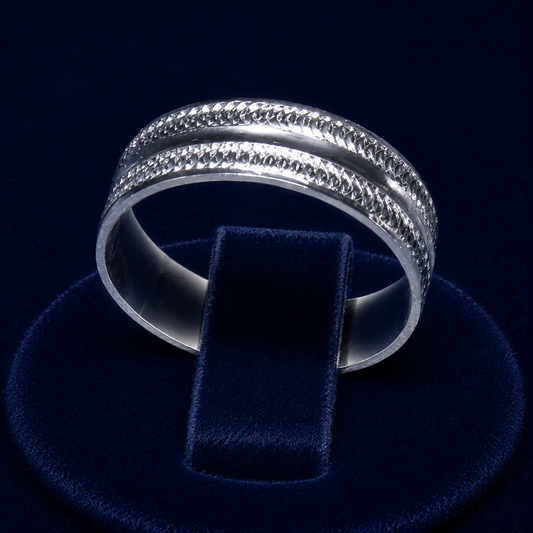 Rope-Textured Dome Band Ring