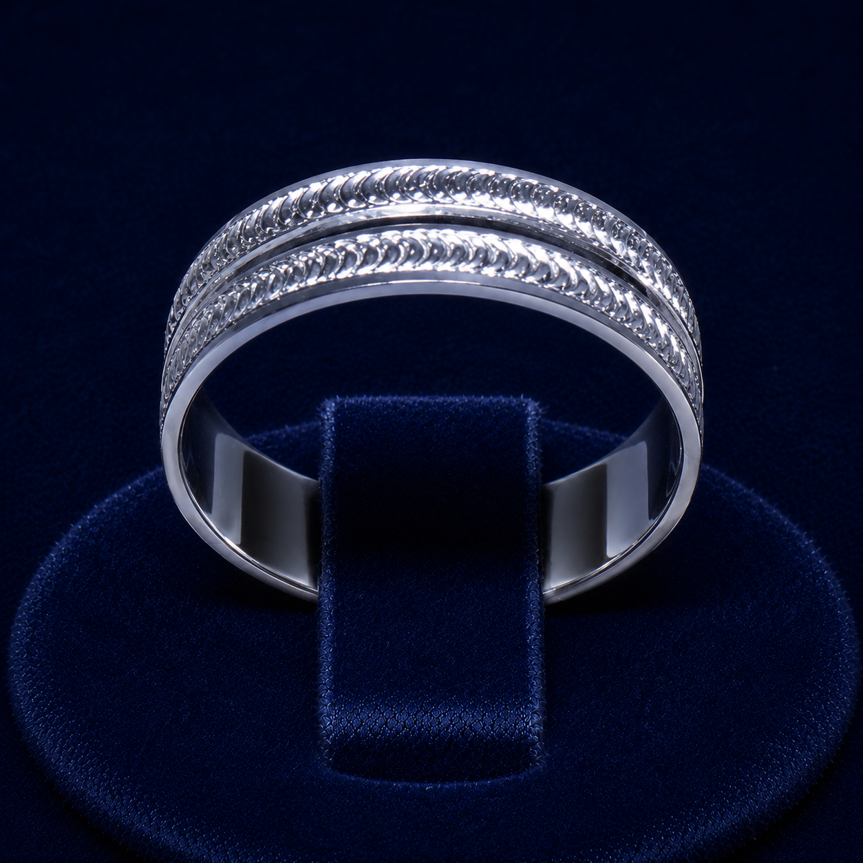 Herringbone Dome Band Ring
