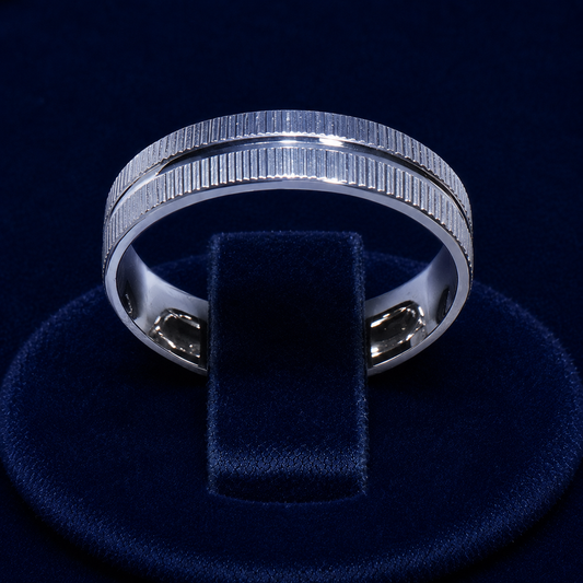 Ribbed Double-Row Band Ring