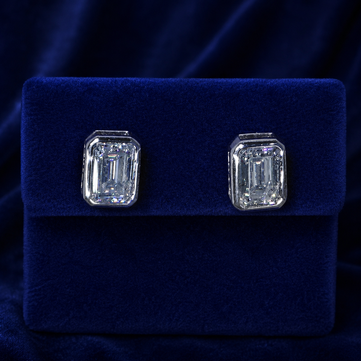 Emerald-Cut Bezel Stud Earrings By Shaped Jewelers
