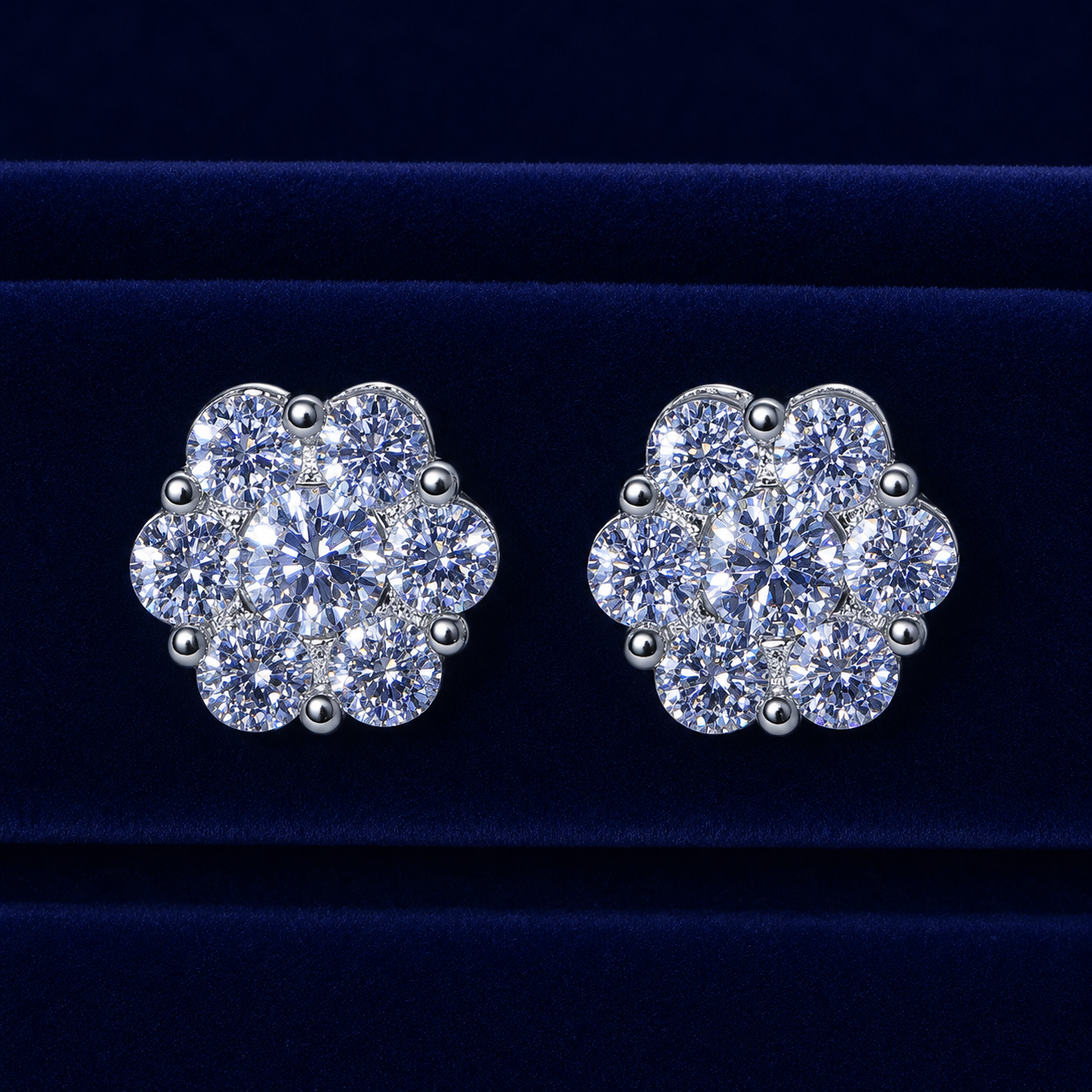 Large Flower Cluster Stud Earrings By Shaped Jewelers
