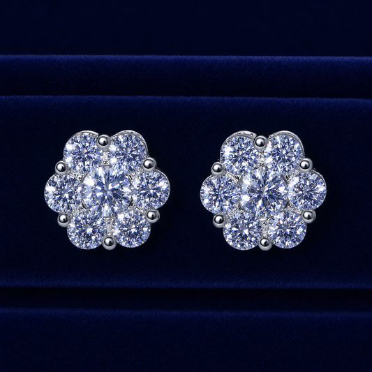 Large Flower Cluster Stud Earrings By Shaped Jewelers