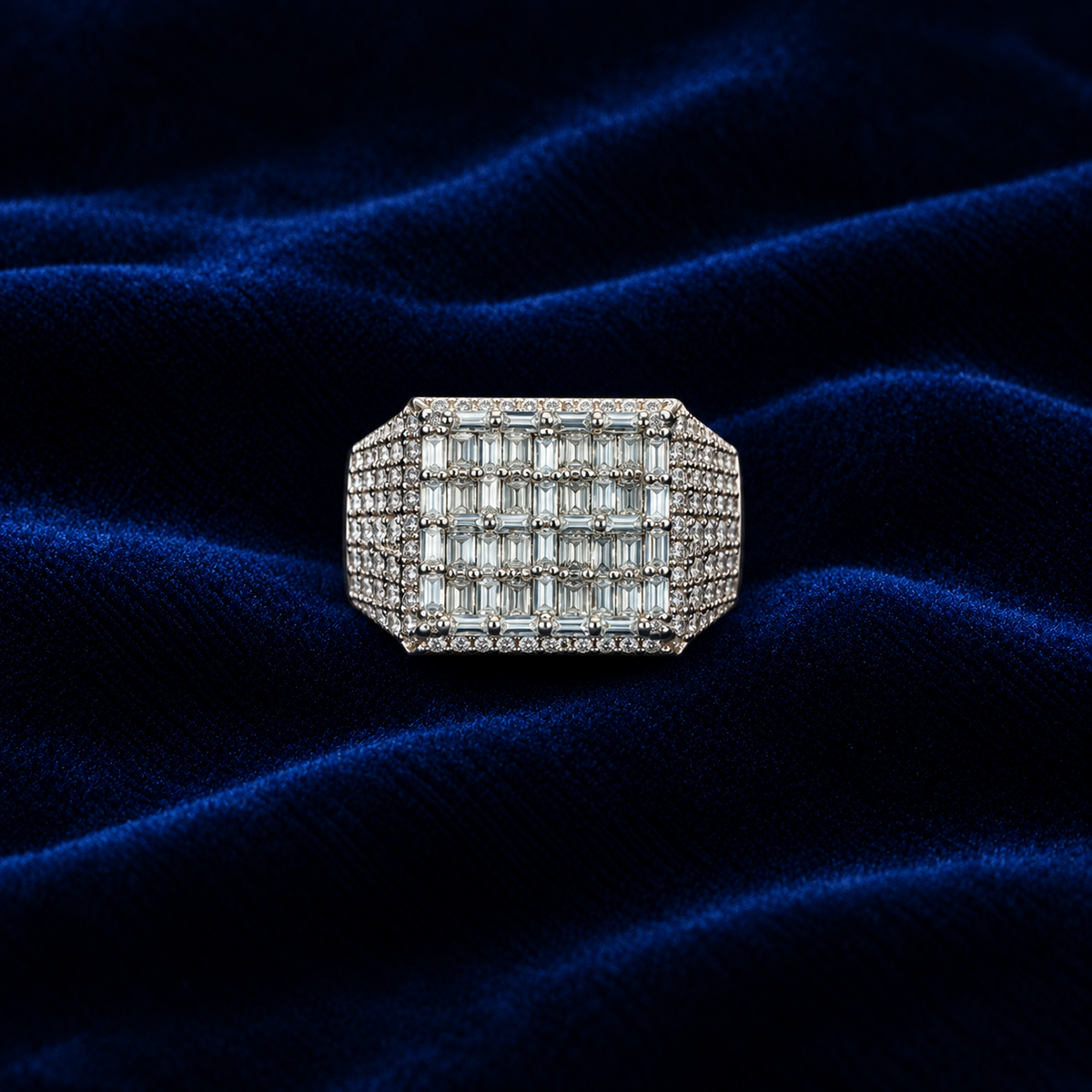 VVS Moissanite Baguette Cluster Ring