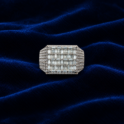 VVS Moissanite Baguette Cluster Ring
