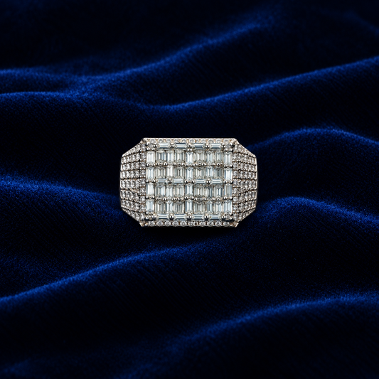 VVS Moissanite Baguette Cluster Ring