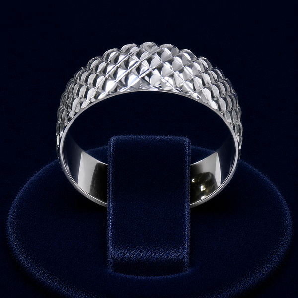 Quilted Diamond-Cut Dome Ring By Shaped Jewelers