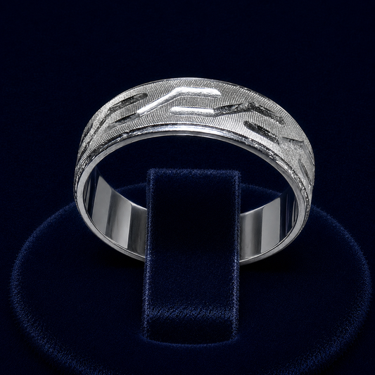 Wave Link Diamond-Cut Dome Ring