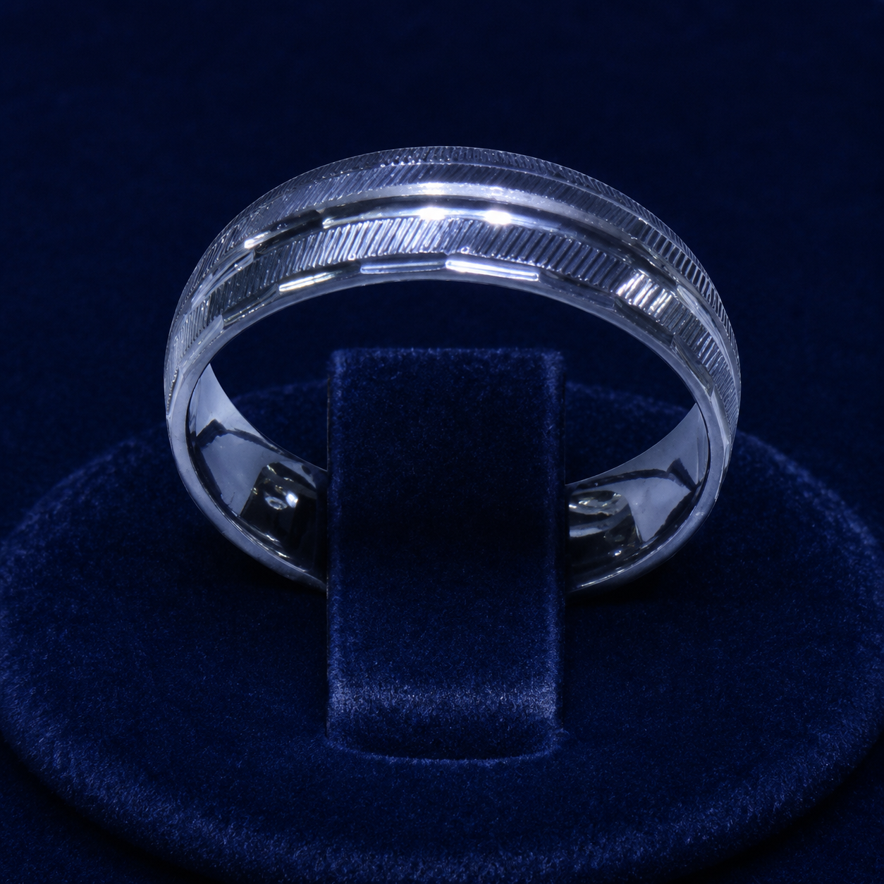 Ribbed Center-Groove Band Ring