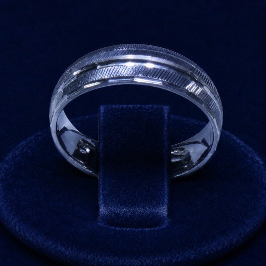 Ribbed Center-Groove Band Ring