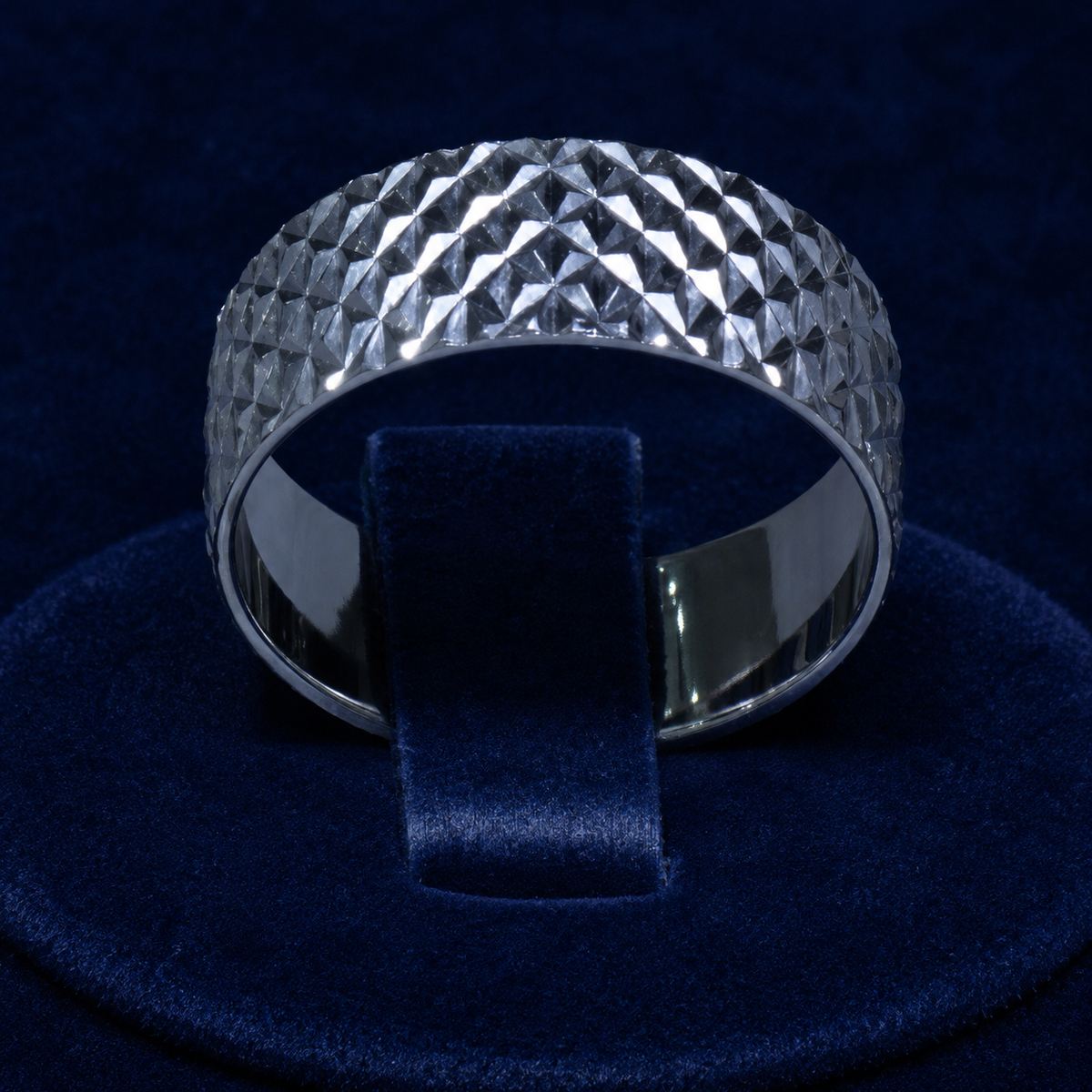 Pyramid-Cut Dome Band Ring
