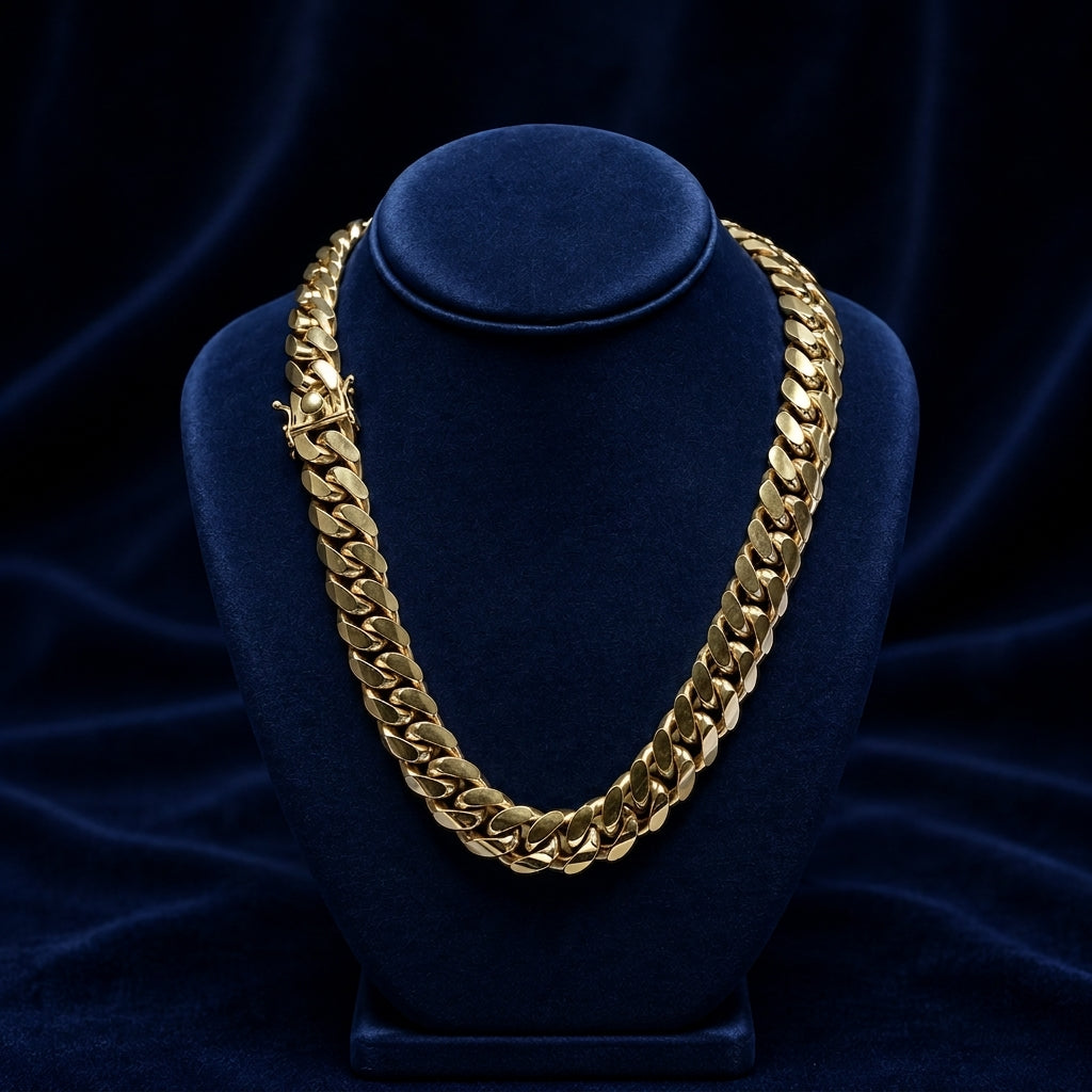22mm Solid Miami Cuban Link — Rhodium Finish By Shaped Jewelers