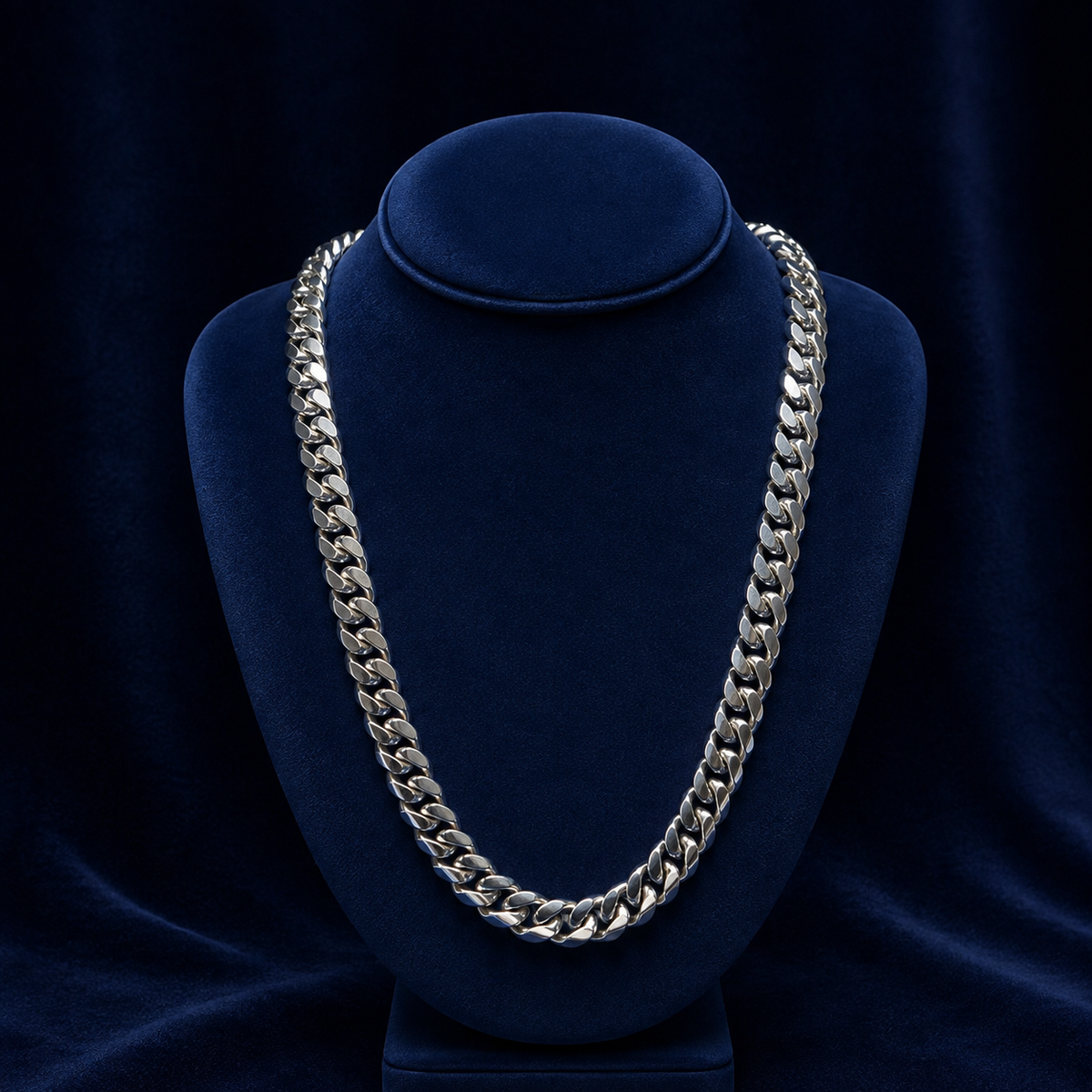 15mm Solid Miami Cuban Link — Rhodium Finish