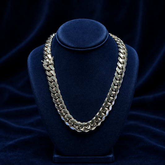 22mm Solid Miami Cuban Link — Rhodium Finish