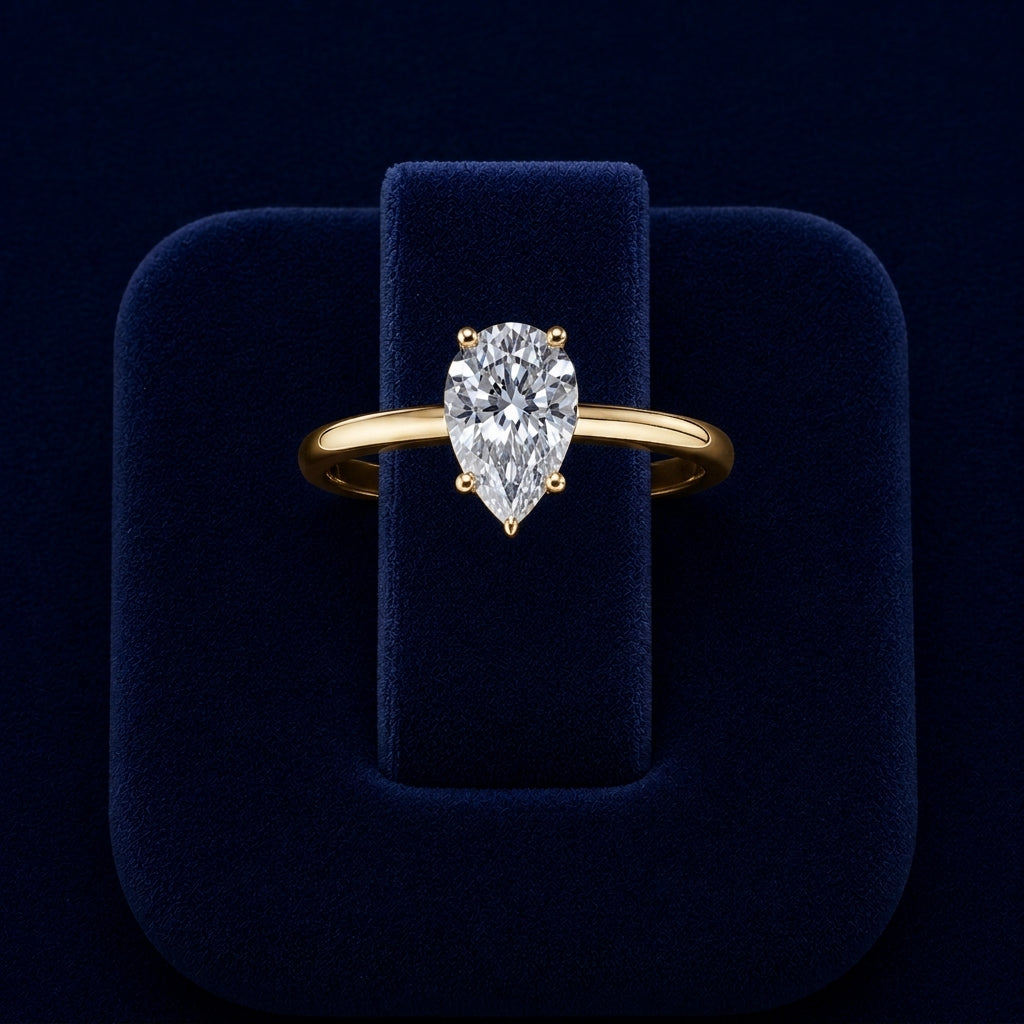 2 CT Pear-Cut VVS Moissanite Diamond Solitaire Ring By Shaped Jewelers