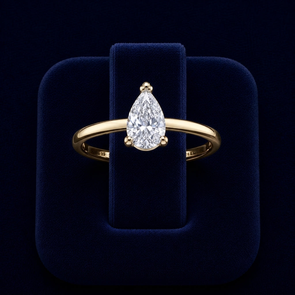 2 CT Pear-Cut VVS Moissanite Diamond Solitaire Ring (Split-Prong) By Shaped Jewelers