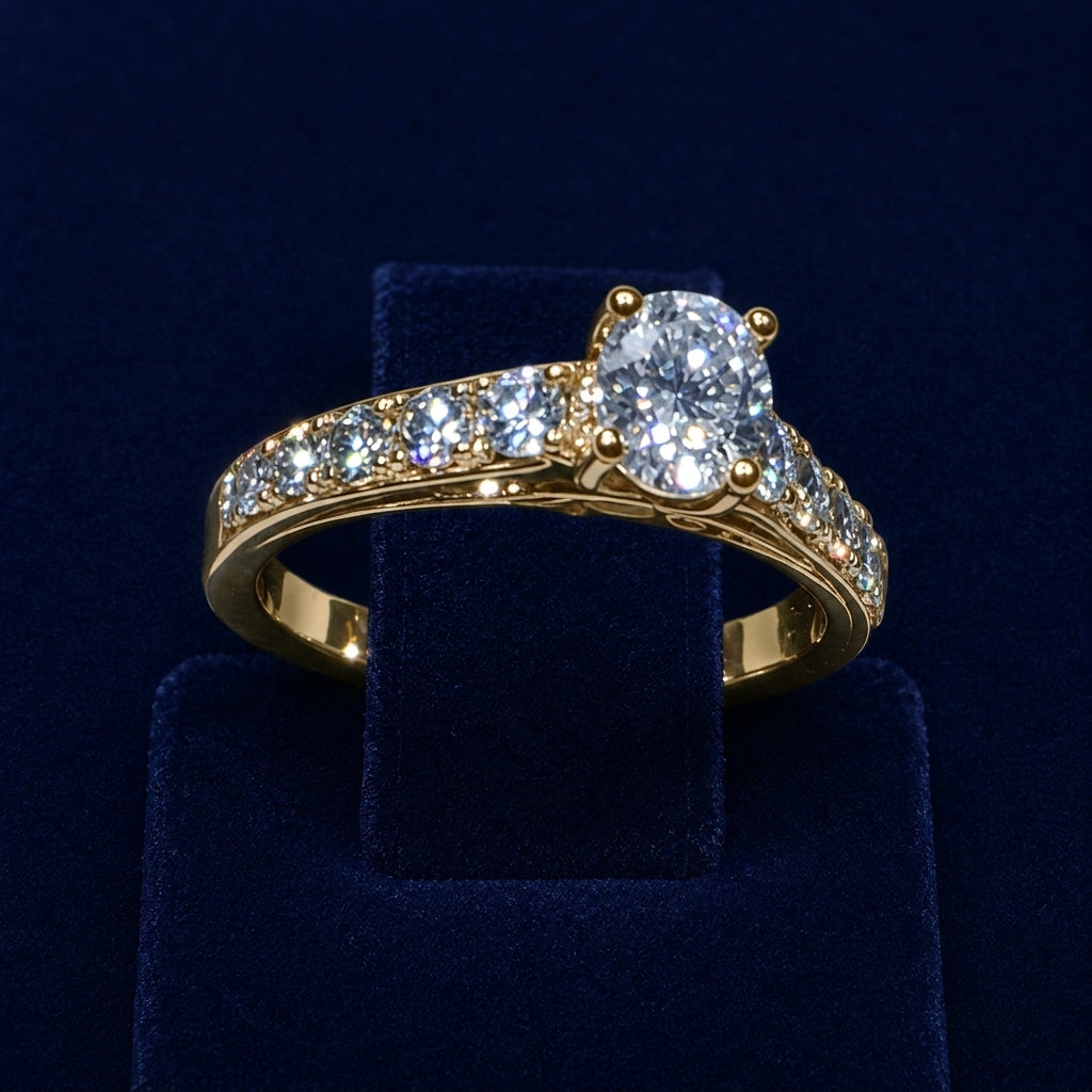 2 CT Round-Cut Moissanite Half-Eternity Band Ring By Shaped Jewelers
