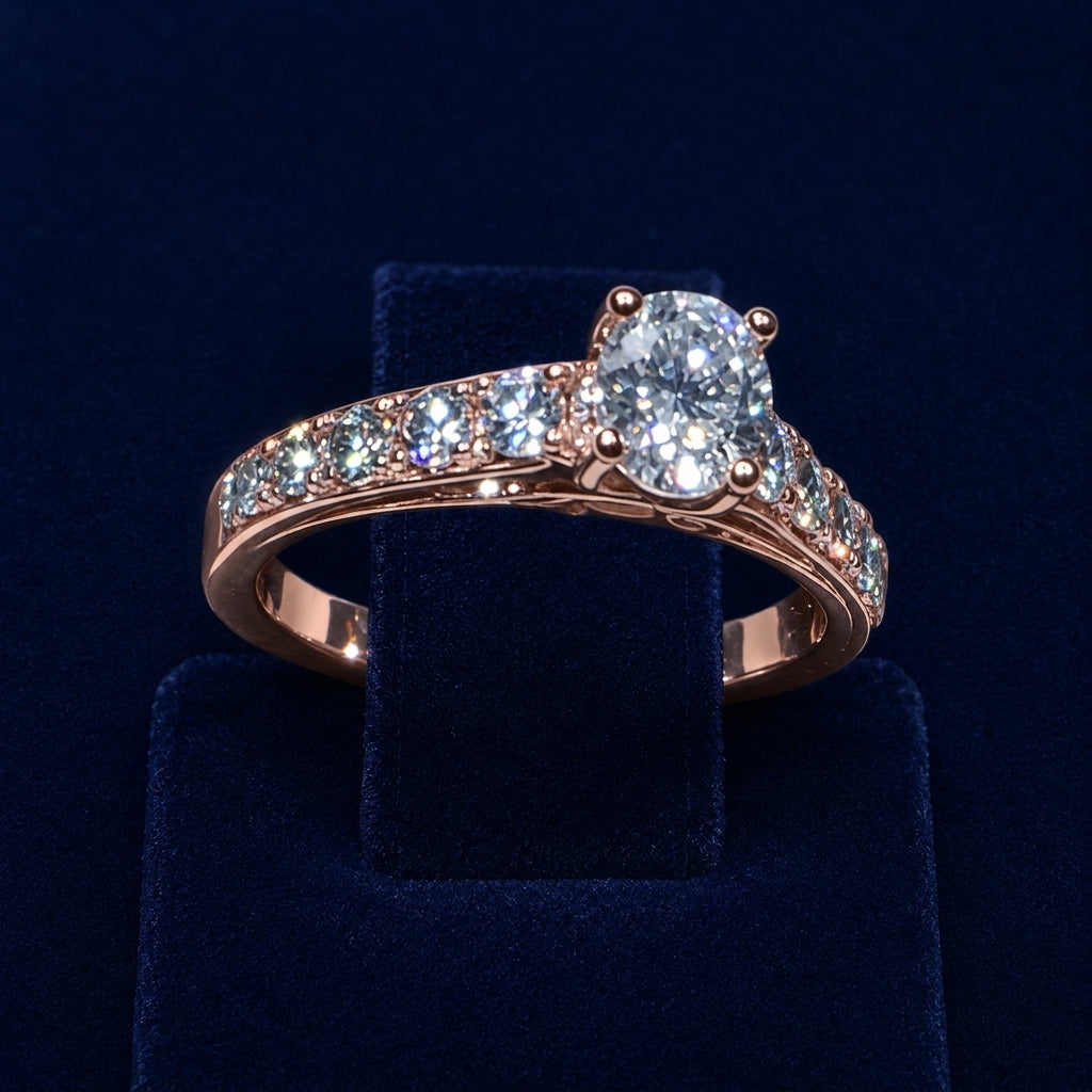2 CT Round-Cut Moissanite Half-Eternity Band Ring By Shaped Jewelers