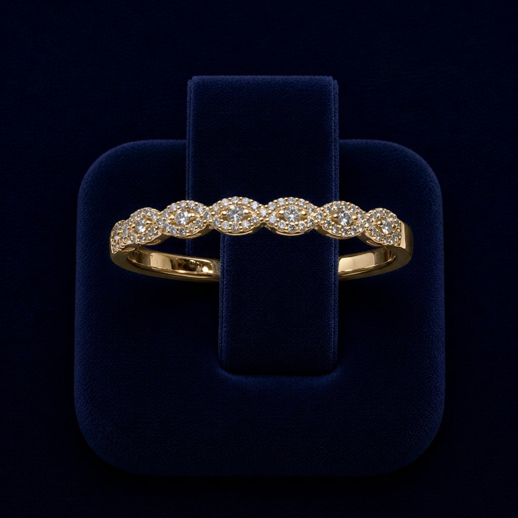 2 CT Round-Cut Moissanite Marquise-Design Band Ring By Shaped Jewelers