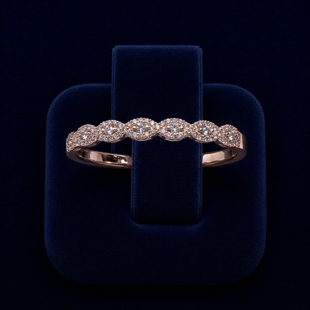 2 CT Round-Cut Moissanite Marquise-Design Band Ring By Shaped Jewelers