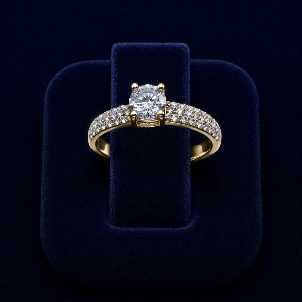 2 CT Round-Cut VVS Moissanite Diamond Pavé Engagement Ring By Shaped Jewelers