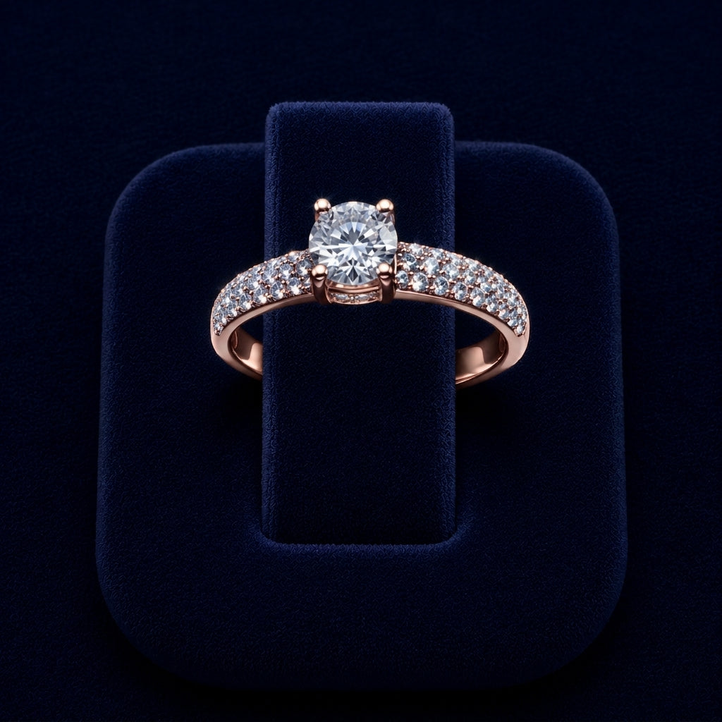 2 CT Round-Cut VVS Moissanite Diamond Pavé Engagement Ring By Shaped Jewelers