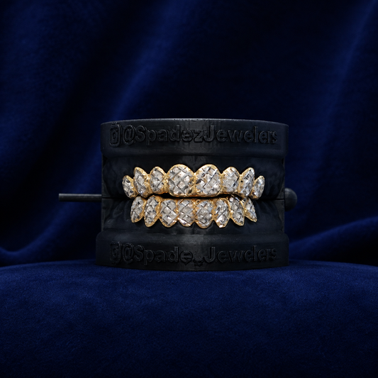 Two-Tone Diamond-Cut & Diamond-Dust Grillz