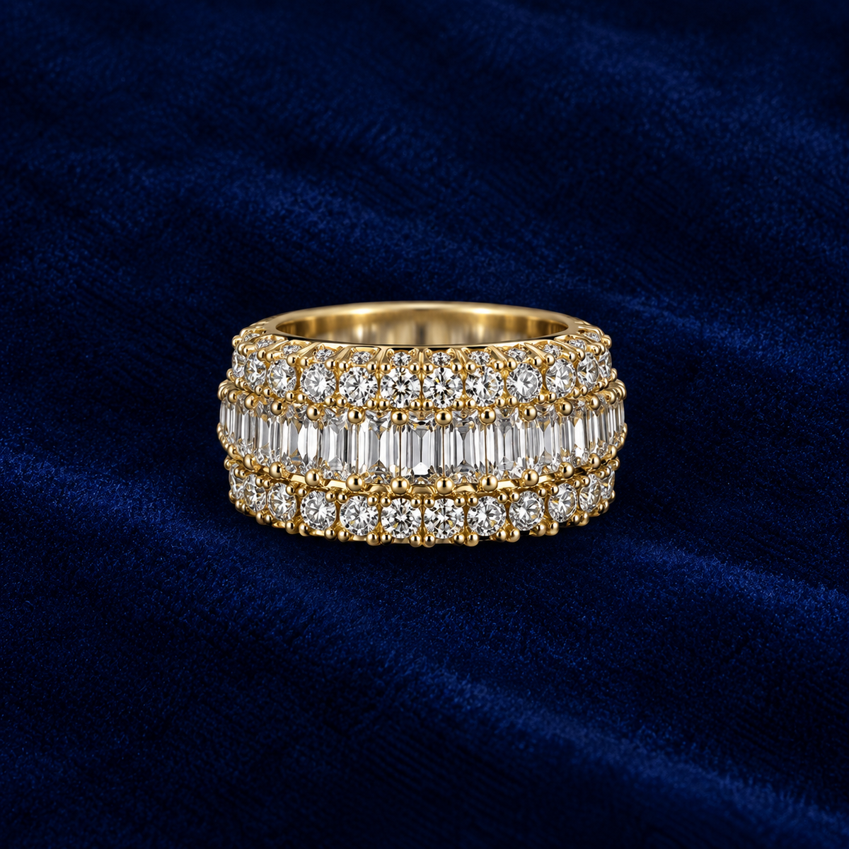VVS Moissanite Three-Row Band Ring by Spade Jewelers
