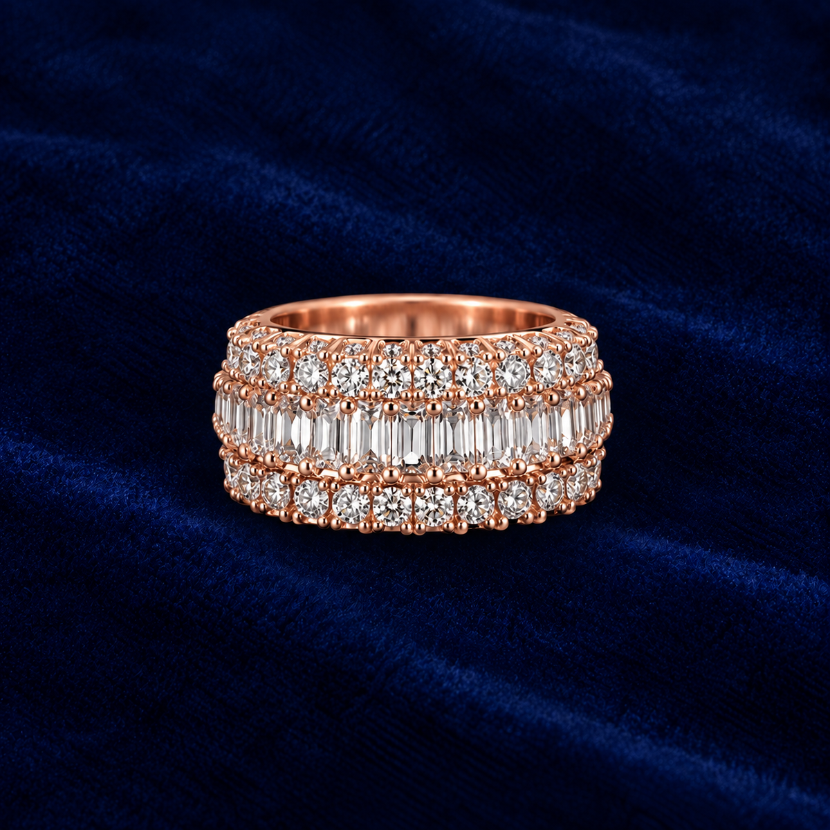 VVS Moissanite Three-Row Band Ring by Spade Jewelers