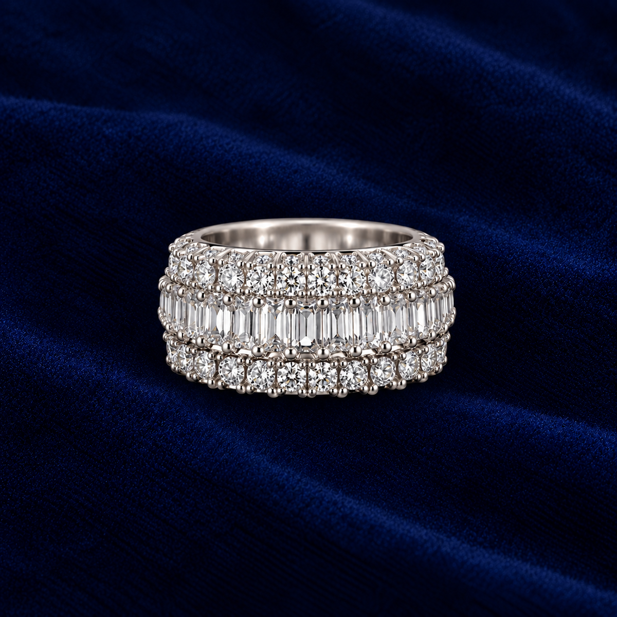 VVS Moissanite Three-Row Band Ring by Spade Jewelers