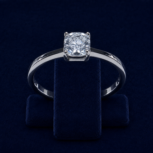2 CT Cushion-Cut Moissanite Solitaire Ring
