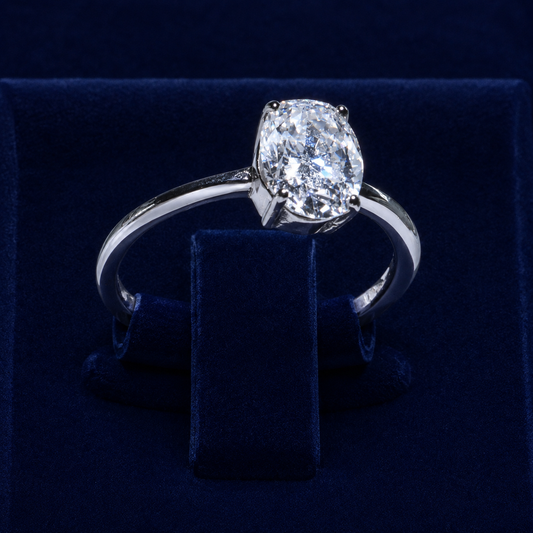 2 CT Elongated Cushion-Cut Moissanite Solitaire Ring