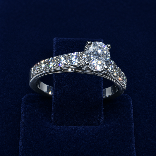 2 CT Round-Cut Moissanite Half-Eternity Band Ring