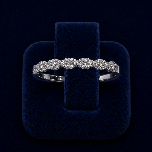 2 CT Round-Cut Moissanite Marquise-Design Band Ring