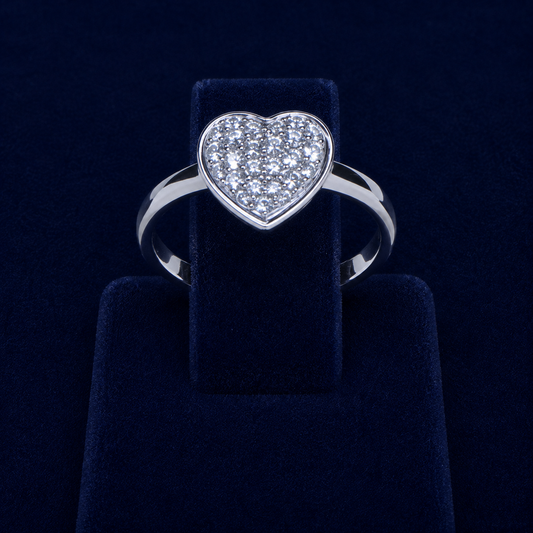 1 CT Round-Cut Moissanite Pave Heart Cluster Ring