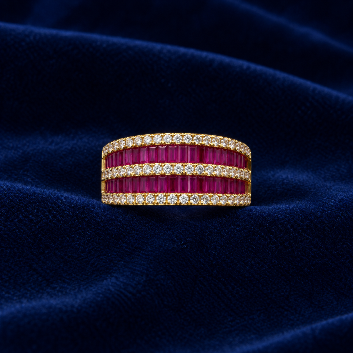 Custom Ruby Baguette Ring by Spade Jewelers