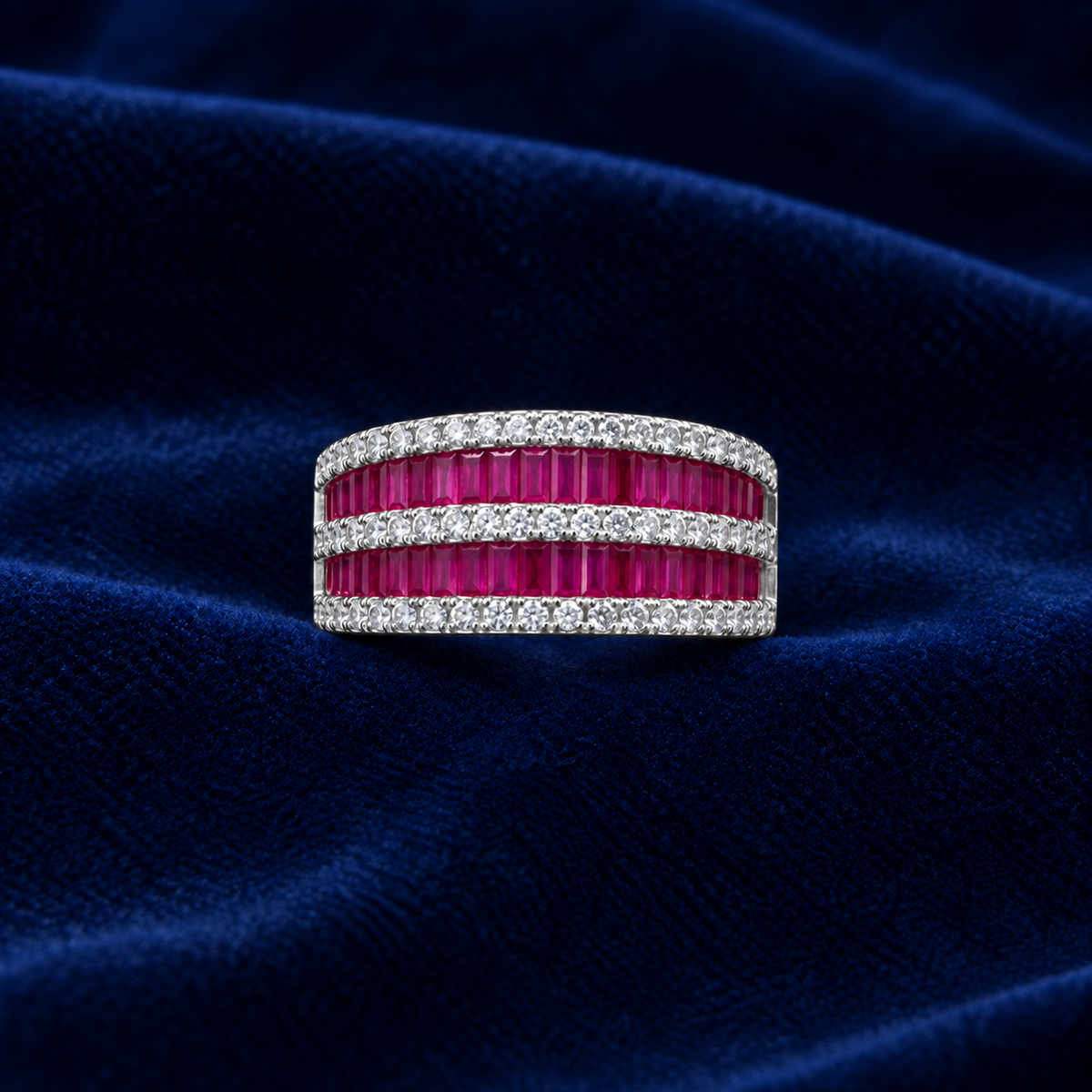Custom Ruby Baguette Ring by Spade Jewelers