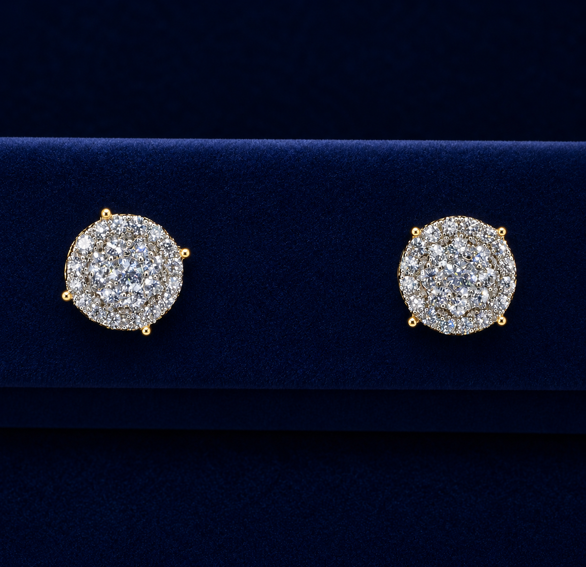 3D Two-Layer Round Cluster Stud Earrings