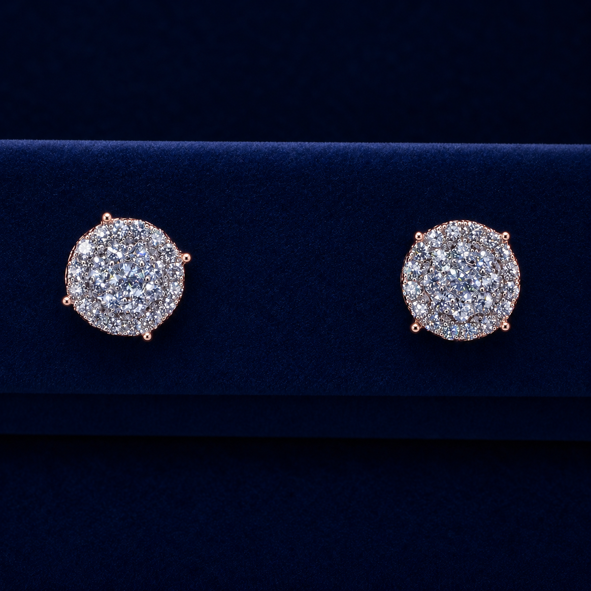 3D Two-Layer Round Cluster Stud Earrings