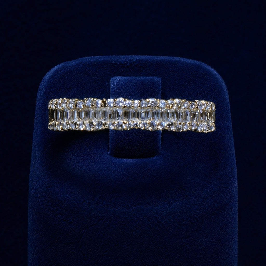 3 CT Baguette & Round-Cut VVS Moissanite Diamond Band Ring By Shaped Jewelers