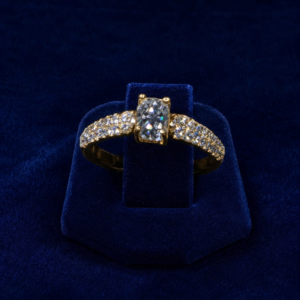 3 CT Cushion-Cut VVS Moissanite Diamond Two-Stone Pavé Ring By Shaped Jewelers